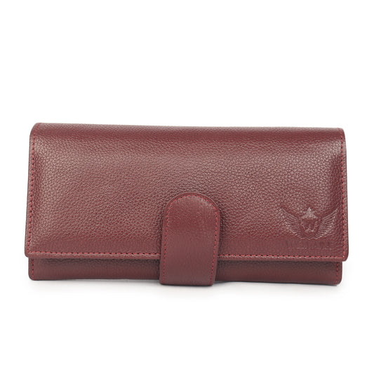 Premium Maroon Leather Long Clutch Wallet