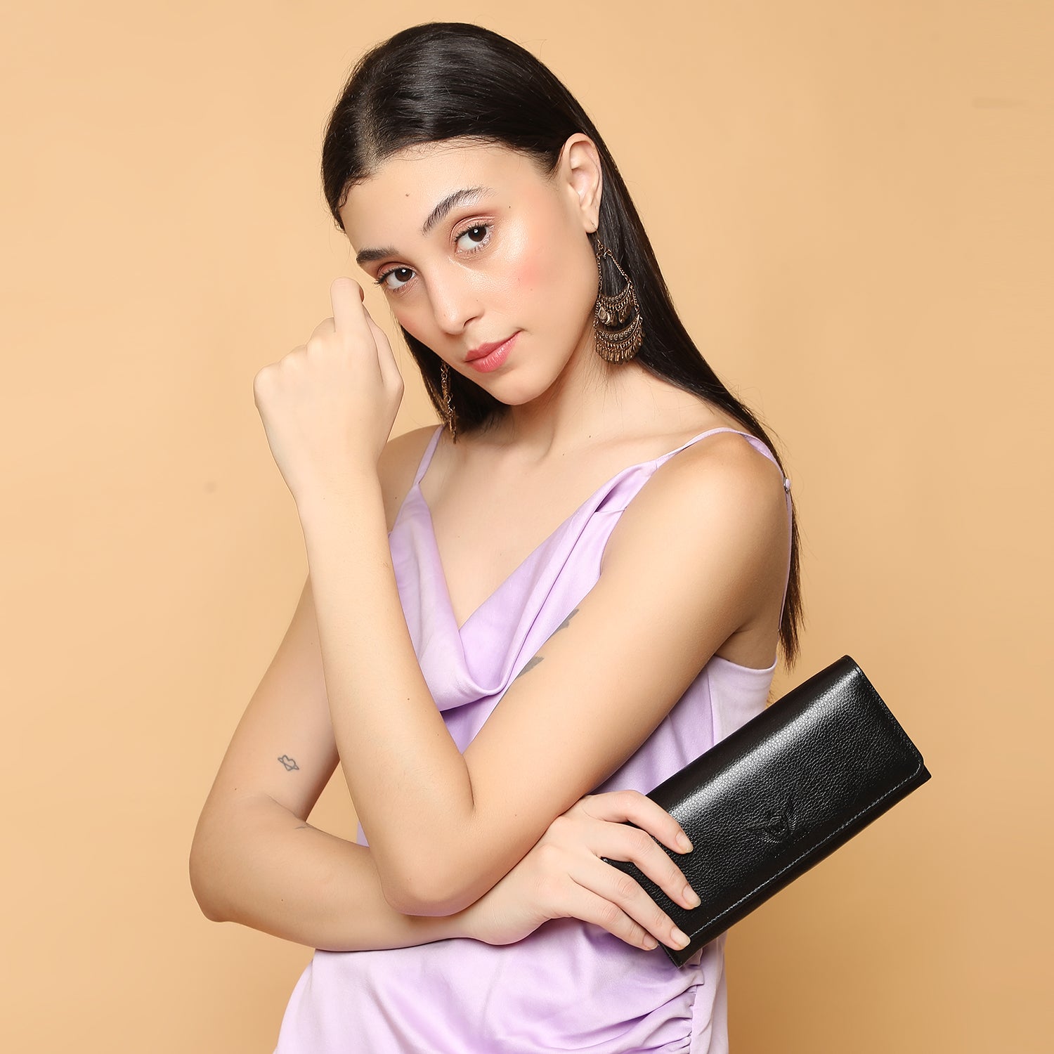 Premium Black Leather Long Clutch Wallet