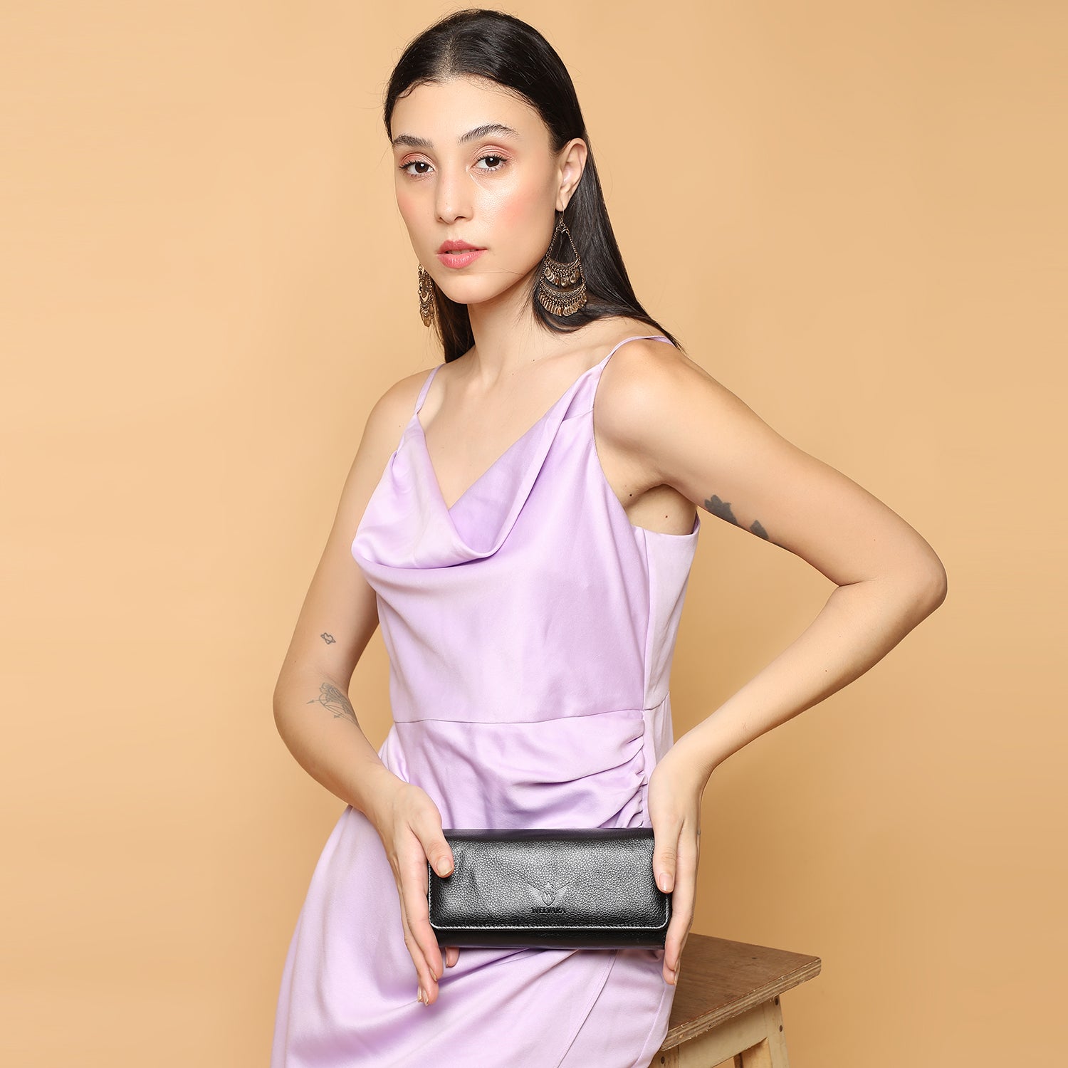 Premium Black Leather Long Clutch Wallet