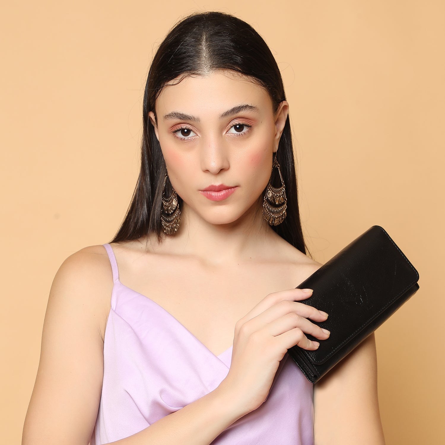 Premium Black Leather Long Clutch Wallet