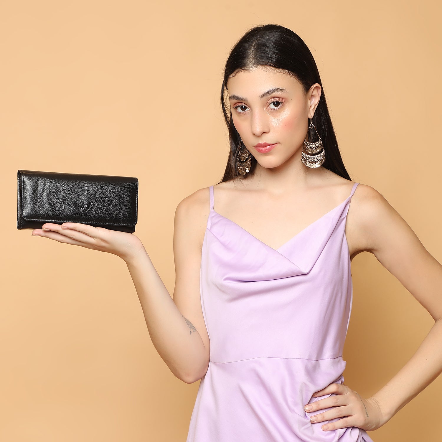 Premium Black Leather Long Clutch Wallet