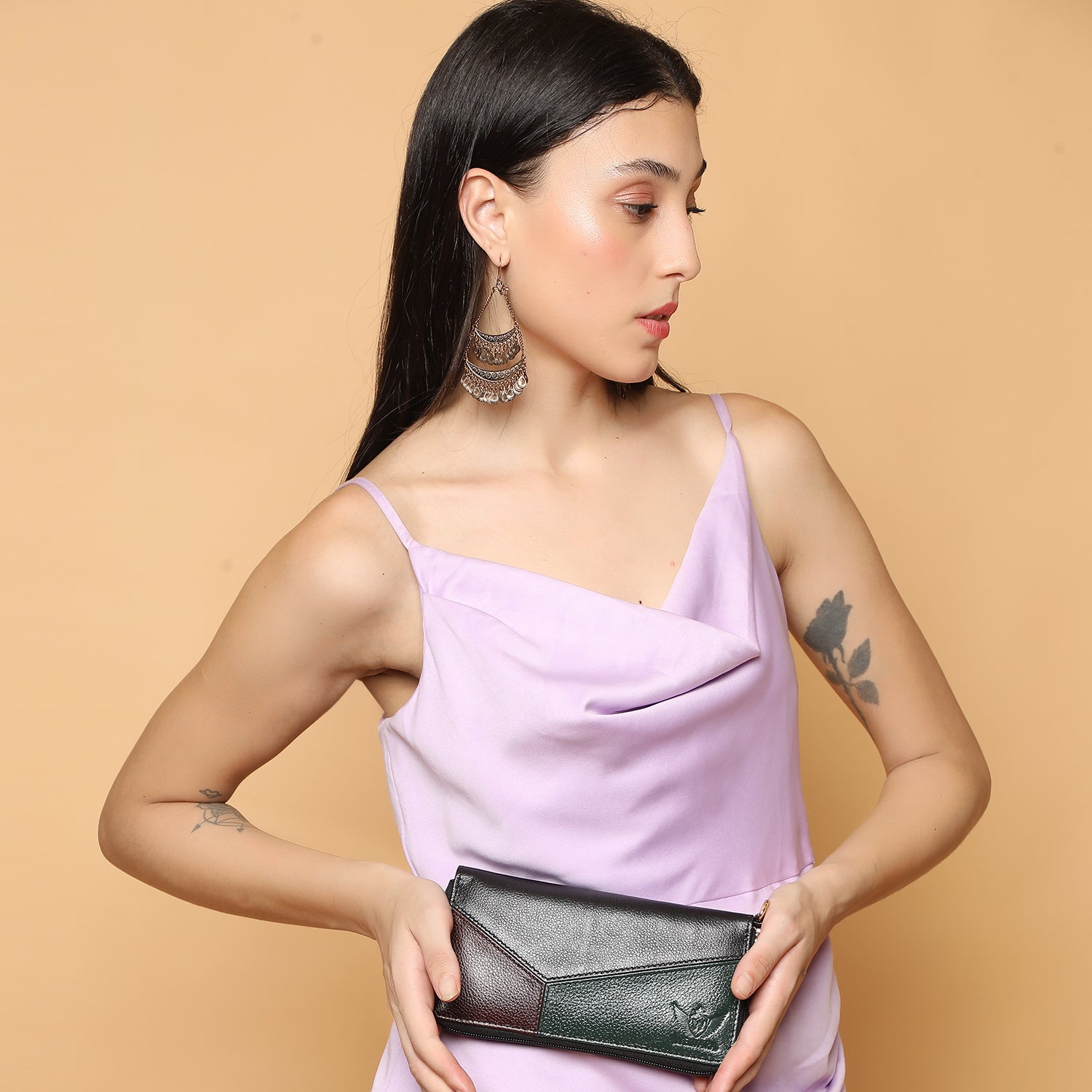 Premium Black Leather Long Clutch Wallet