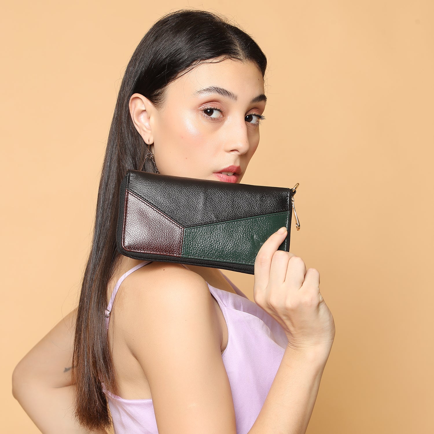 Premium Black Leather Long Clutch Wallet