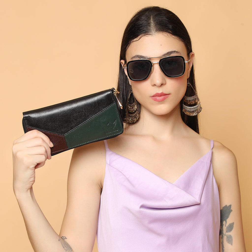 Premium Black Leather Long Clutch Wallet