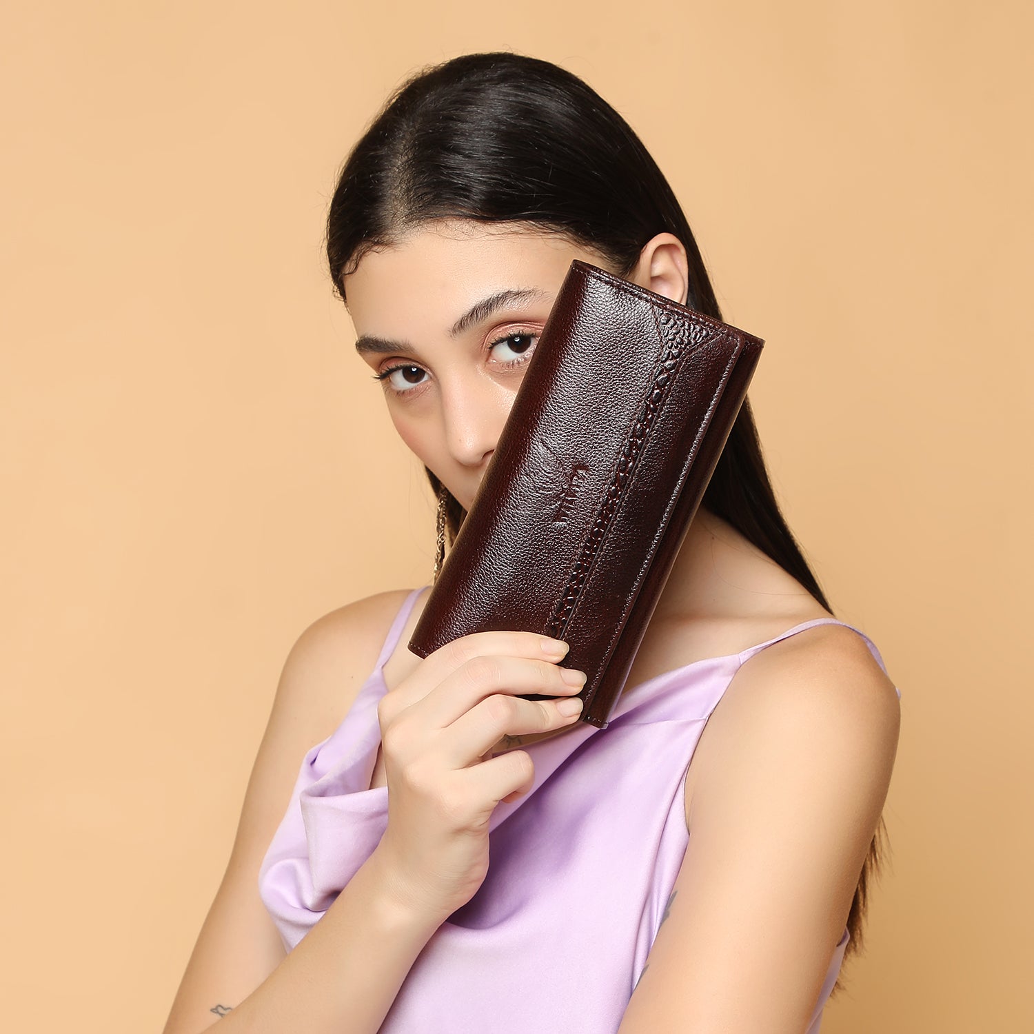 Premium Brown Leather Long Clutch Wallet