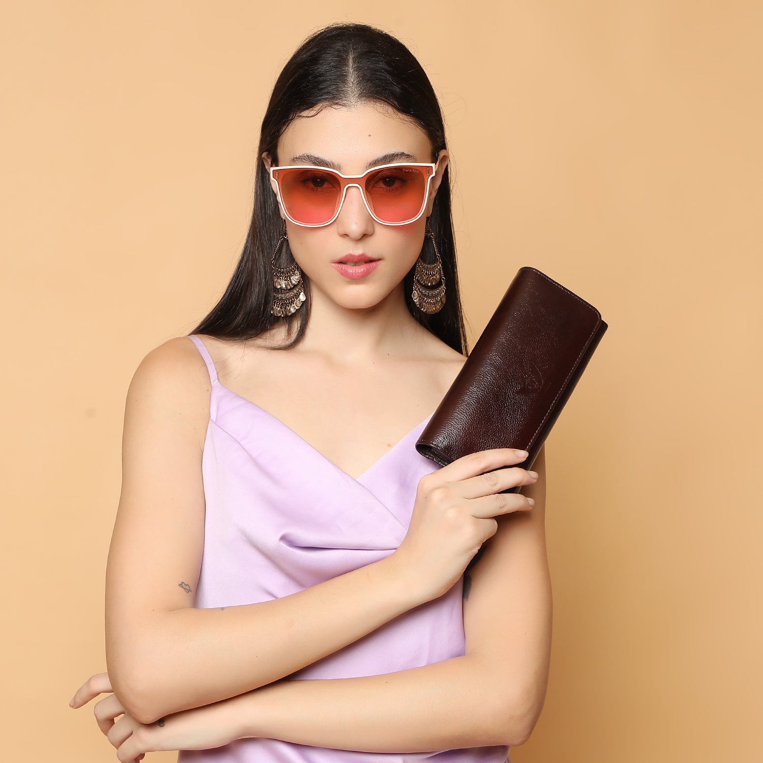 Premium Brown Leather Long Clutch Wallet