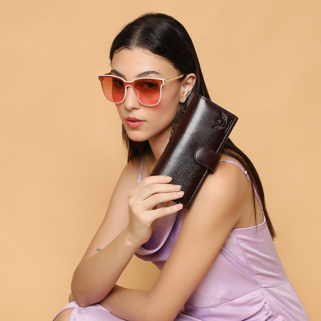 Premium Brown Leather Long Clutch Wallet