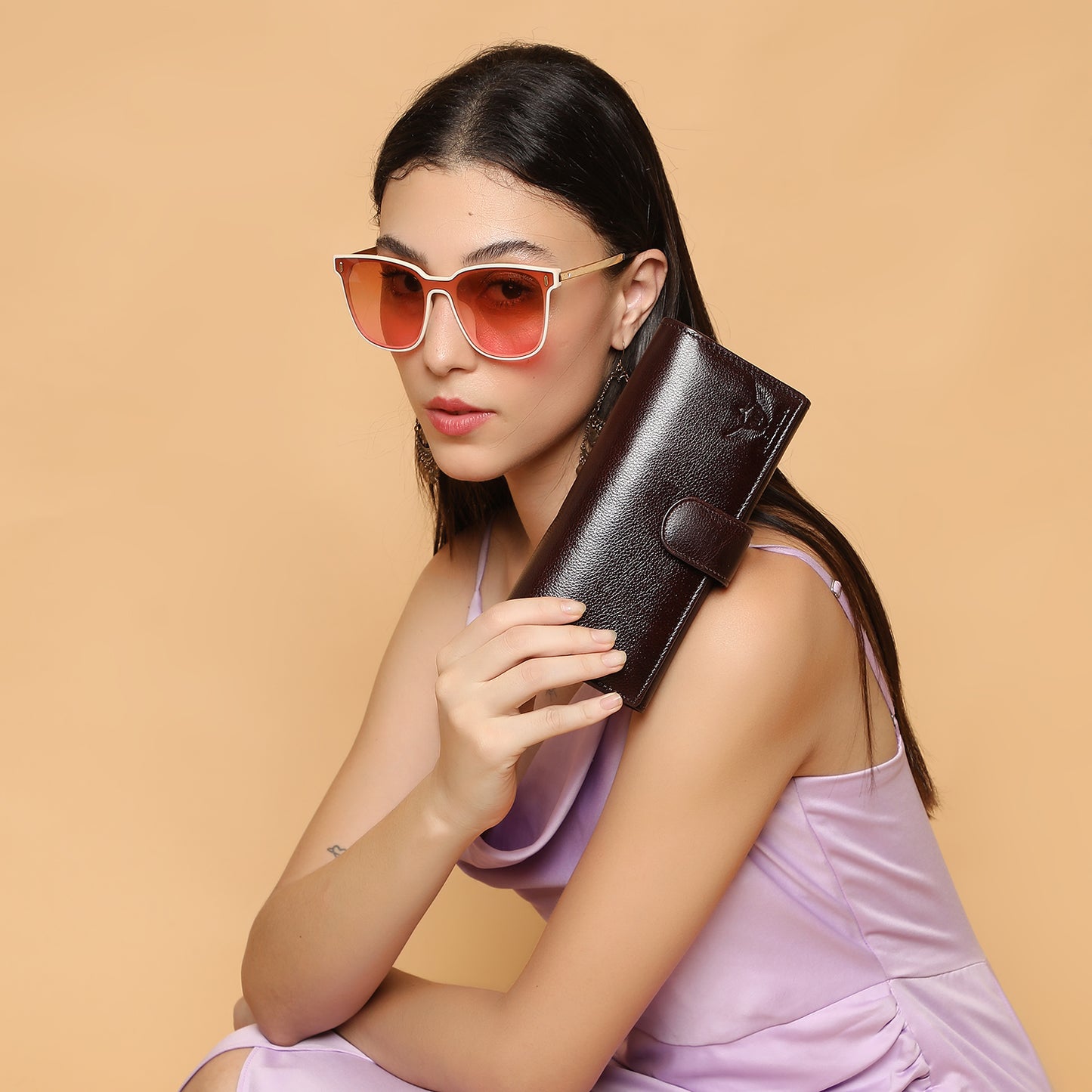 Premium Brown Leather Long Clutch Wallet