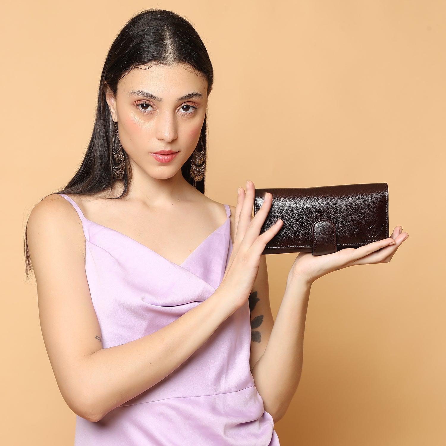Premium Brown Leather Long Clutch Wallet