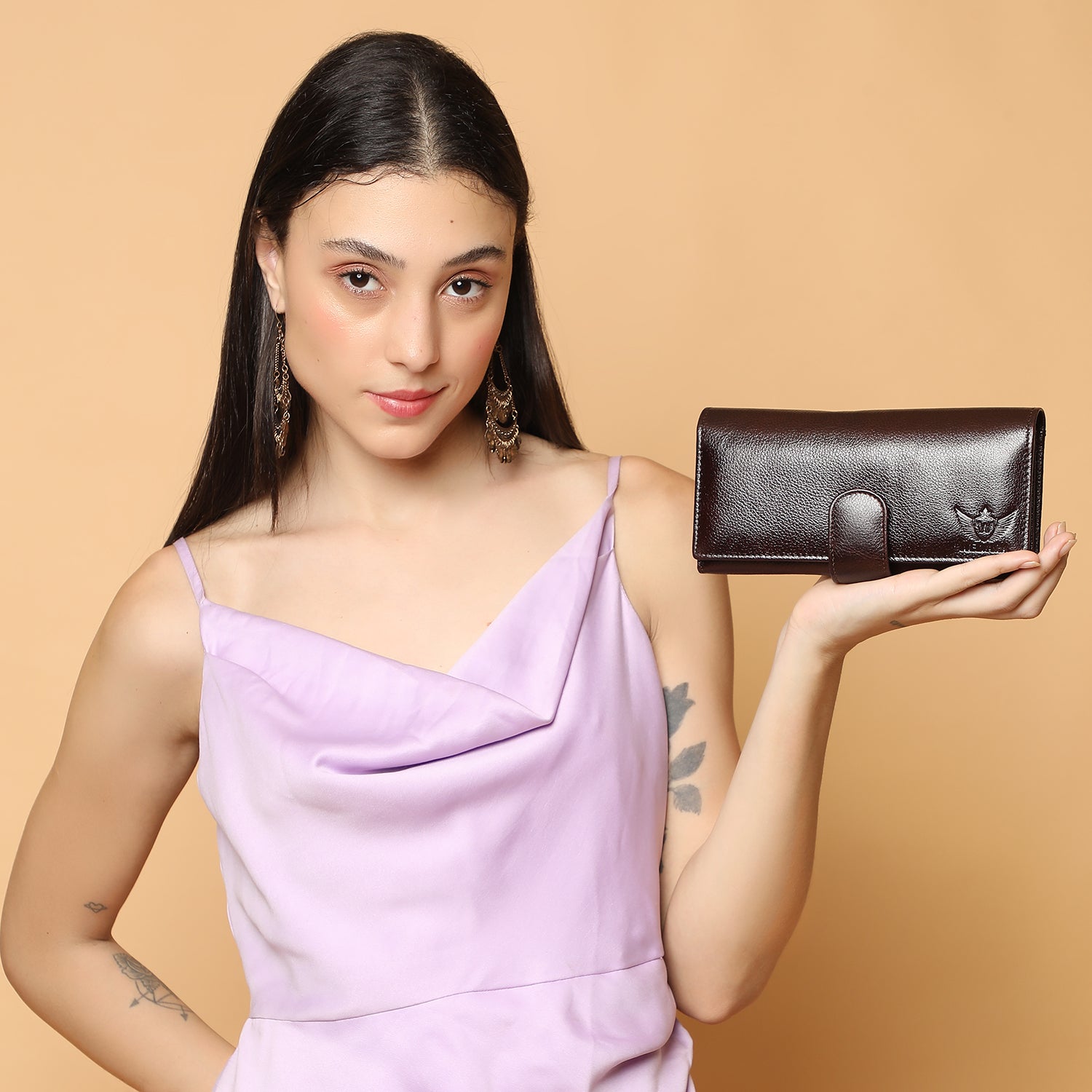 Premium Brown Leather Long Clutch Wallet