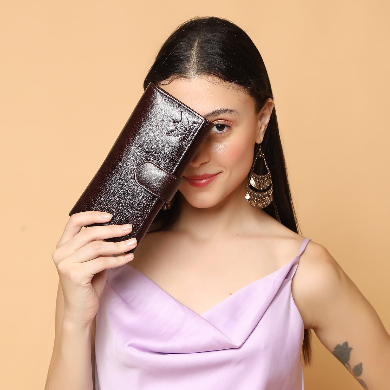 Premium Brown Leather Long Clutch Wallet