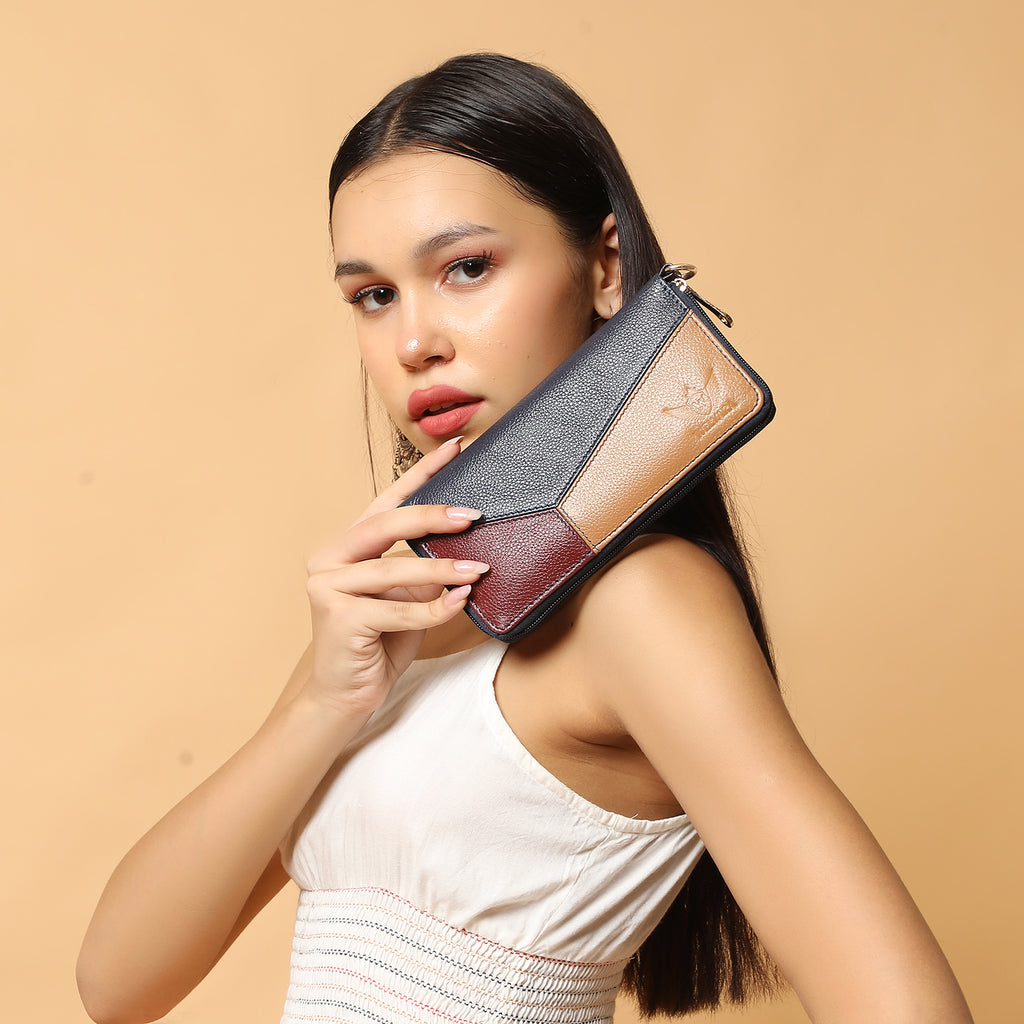 Premium Brown Leather Long Clutch Wallet