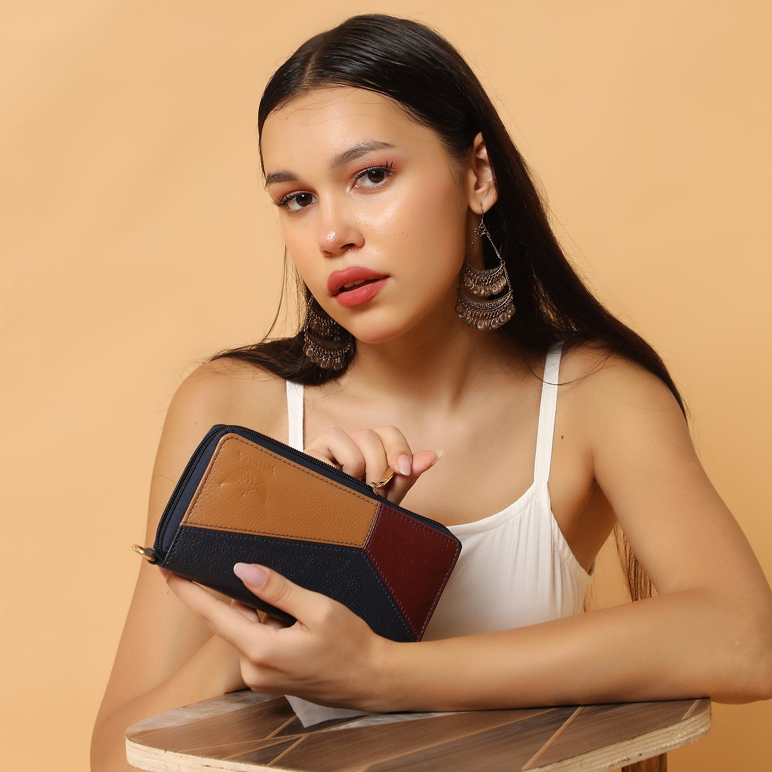 Premium Brown Leather Long Clutch Wallet