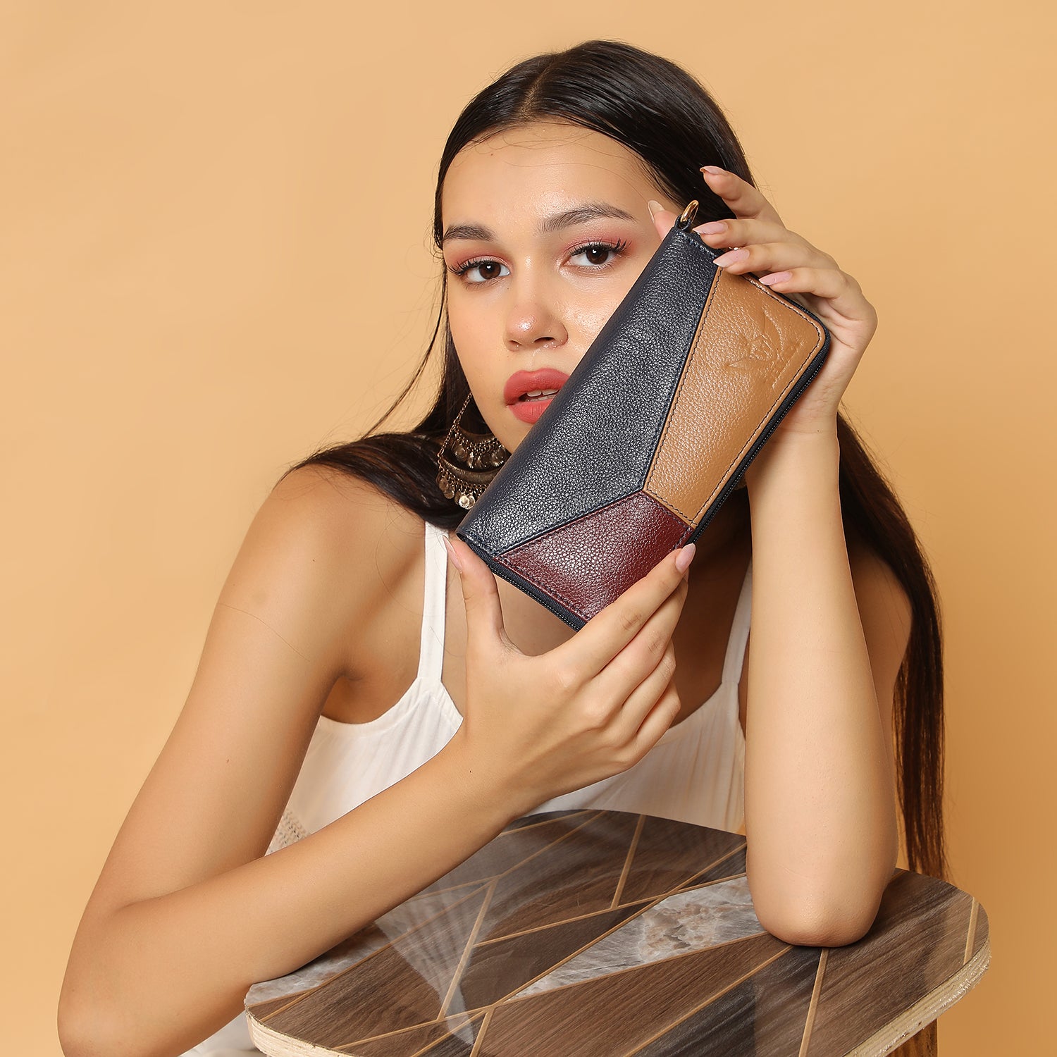 Premium Brown Leather Long Clutch Wallet