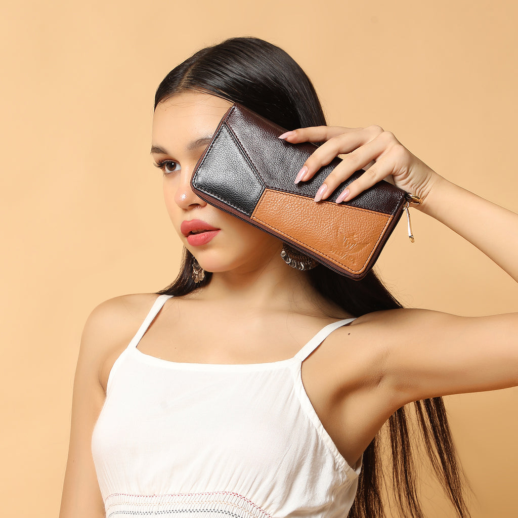 Premium Blue Leather Long Clutch Wallet