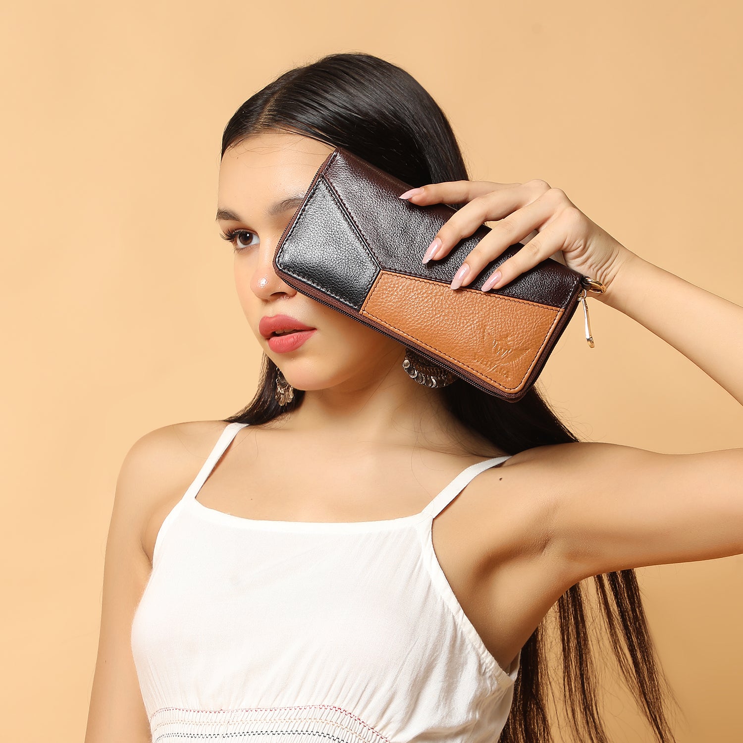 Premium Blue Leather Long Clutch Wallet