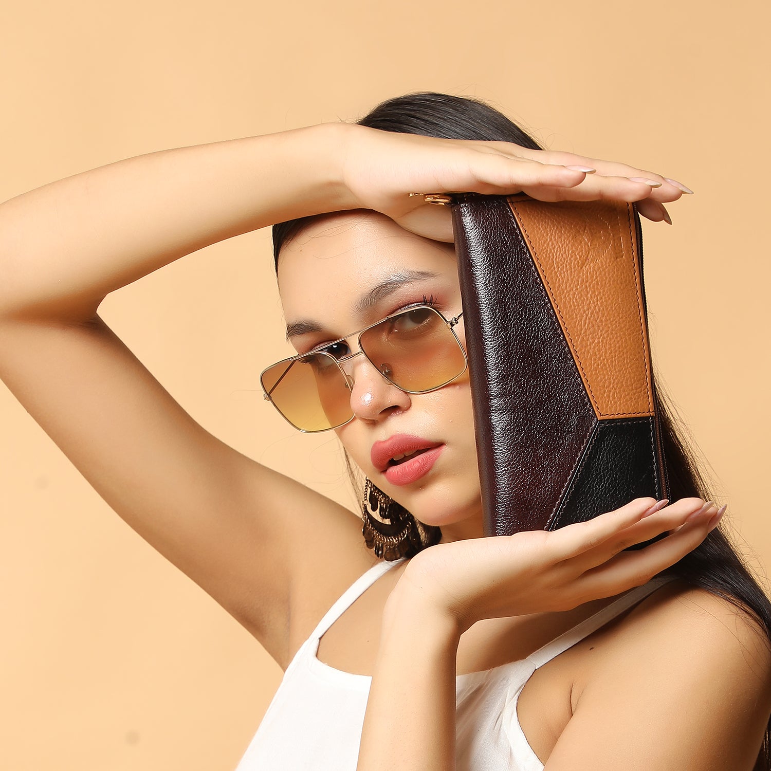 Premium Blue Leather Long Clutch Wallet
