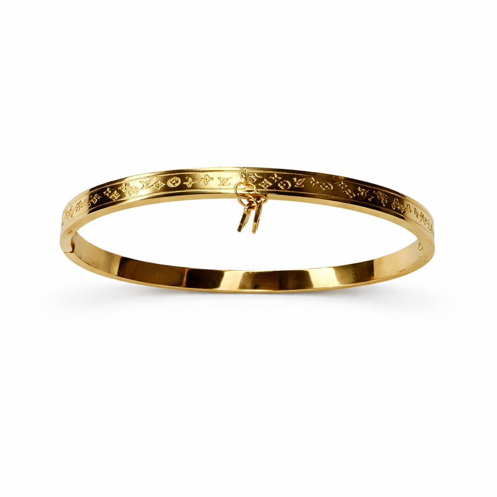 WELVARA Gold Plated Engraved Bangle Bracelet for Women | Alloy Fashion Bracele
