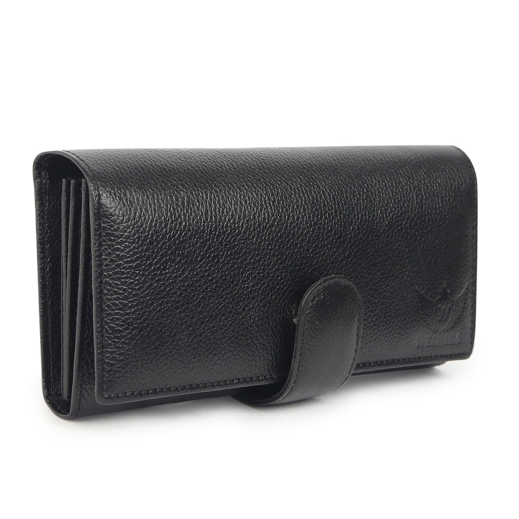 Premium Black Leather Long Clutch Wallet