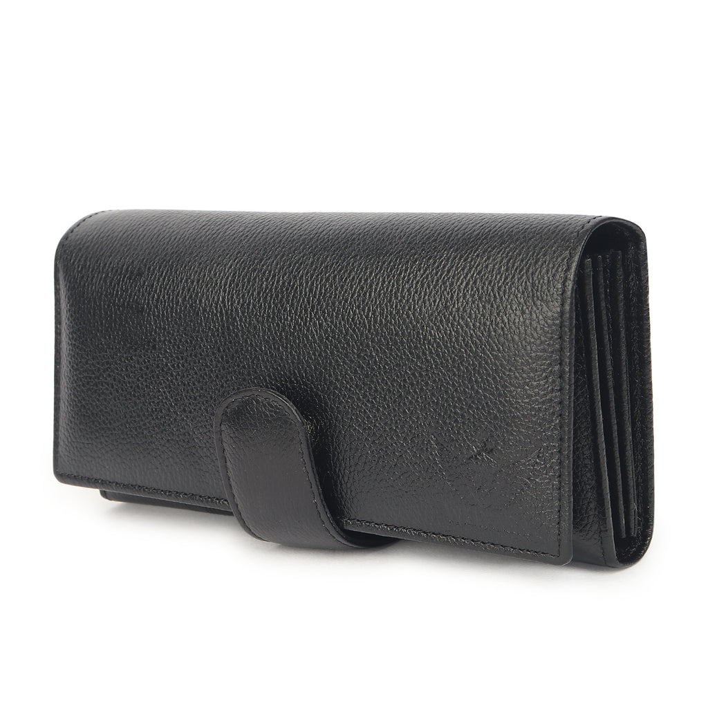 Premium Black Leather Long Clutch Wallet