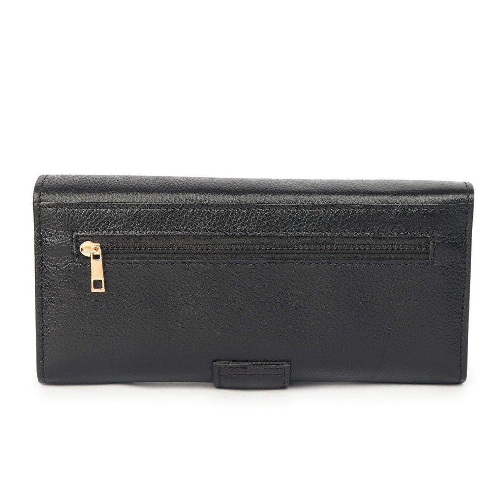 Premium Black Leather Long Clutch Wallet