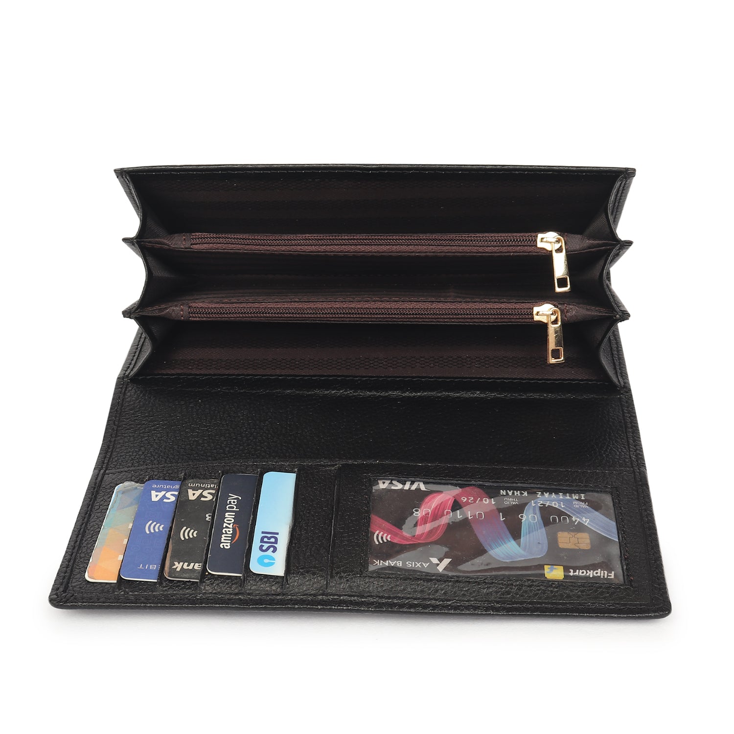 Premium Black Leather Long Clutch Wallet
