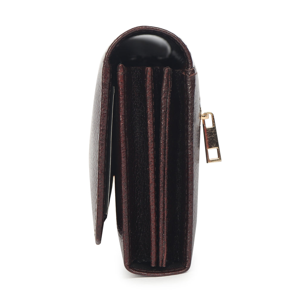 Premium Brown Leather Long Clutch Wallet