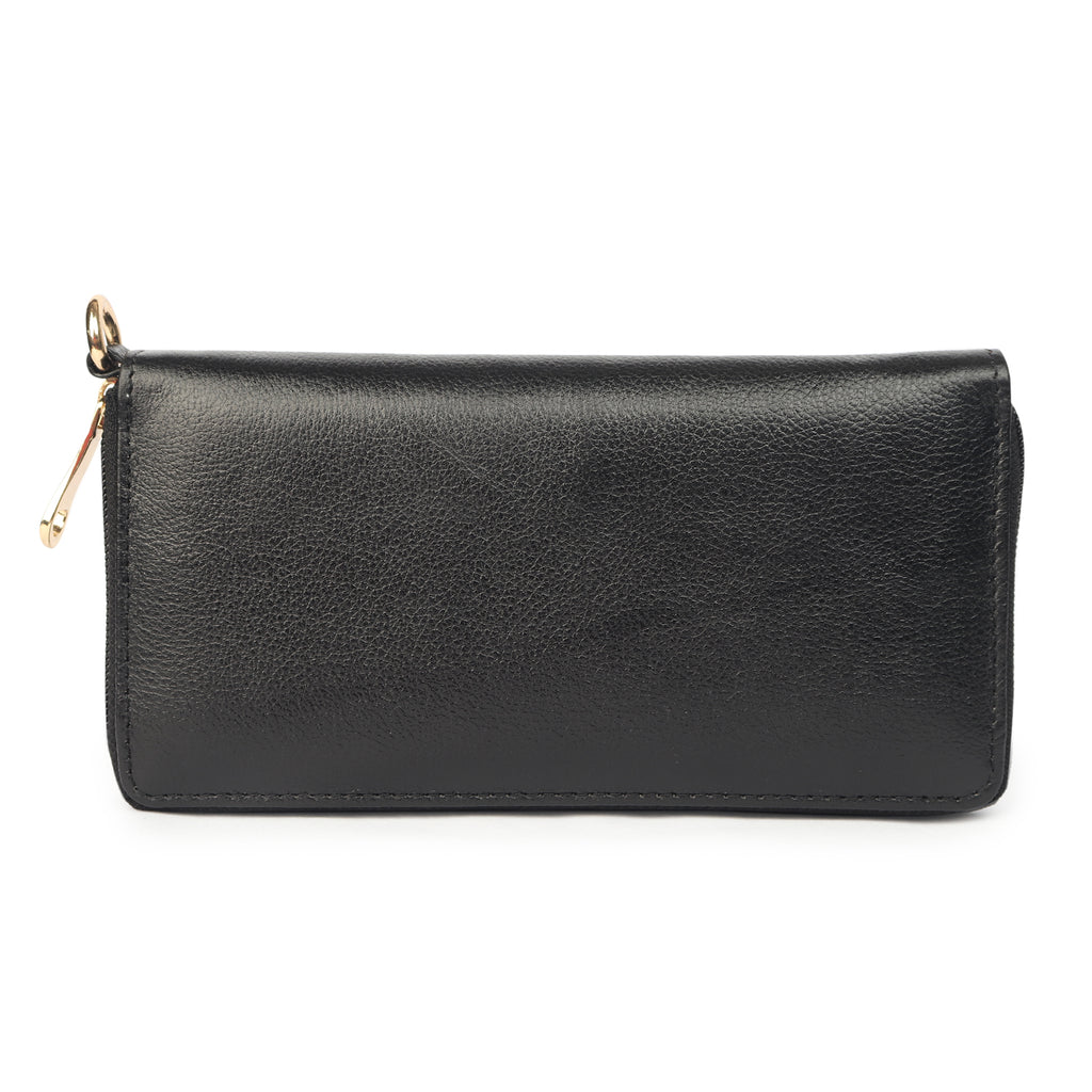 Premium Black Leather Long Clutch Wallet