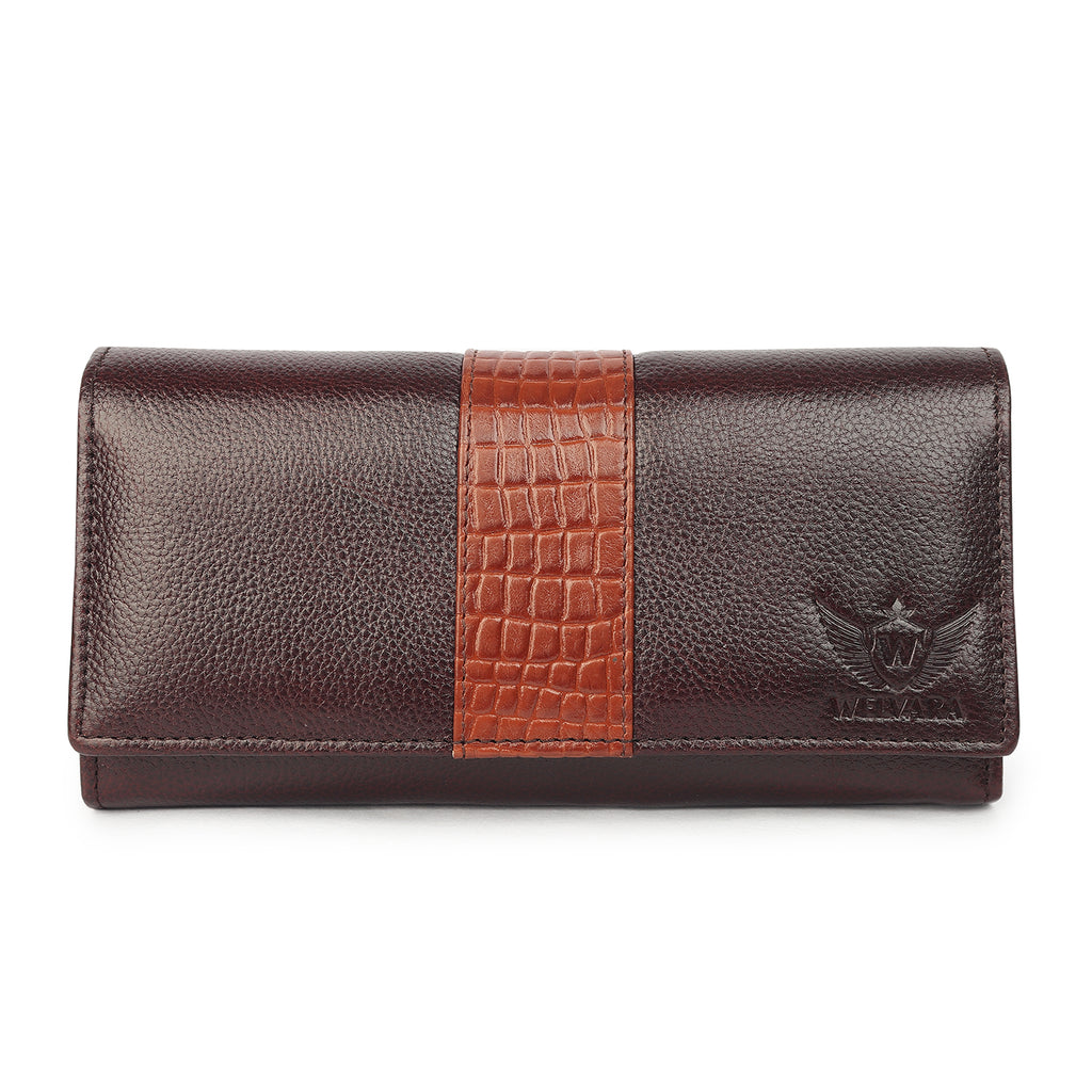 Premium Brown Leather Long Clutch Wallet