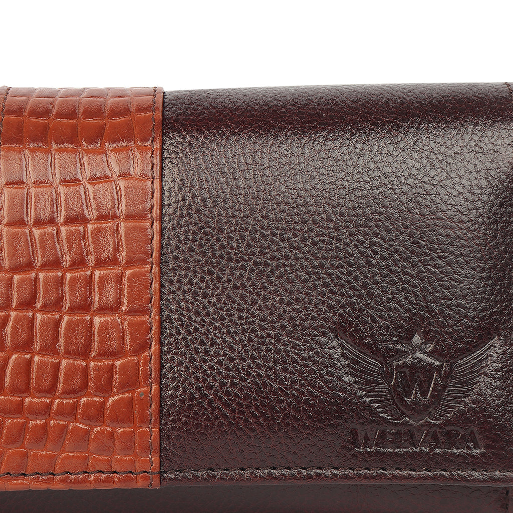 Premium Brown Leather Long Clutch Wallet