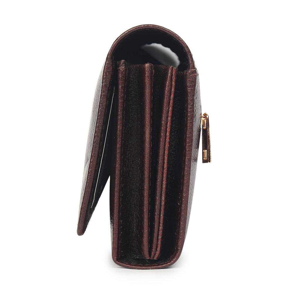 Premium Brown Leather Long Clutch Wallet