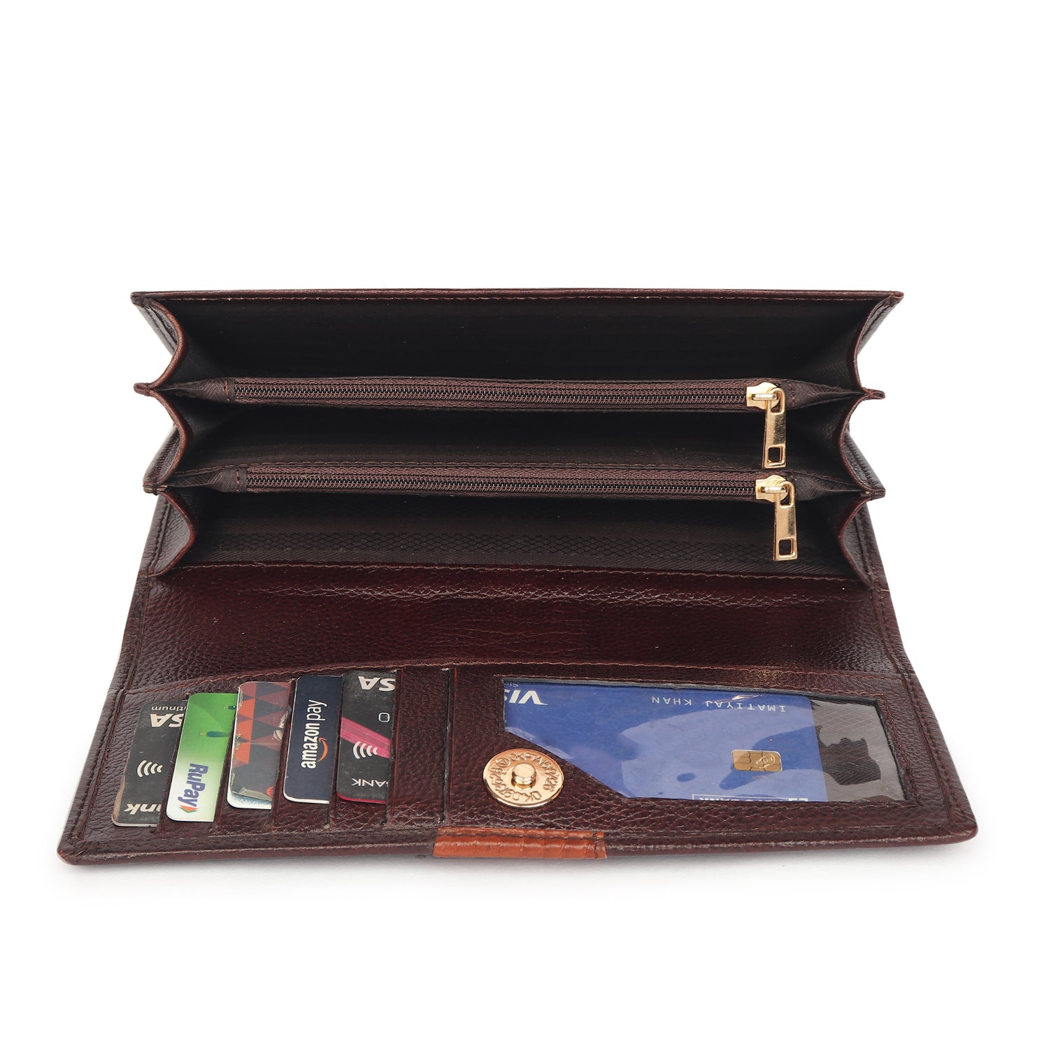 Premium Brown Leather Long Clutch Wallet
