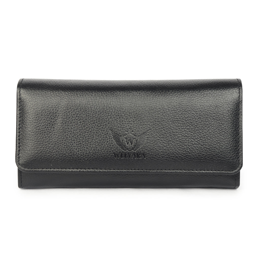 Premium Black Leather Long Clutch Wallet