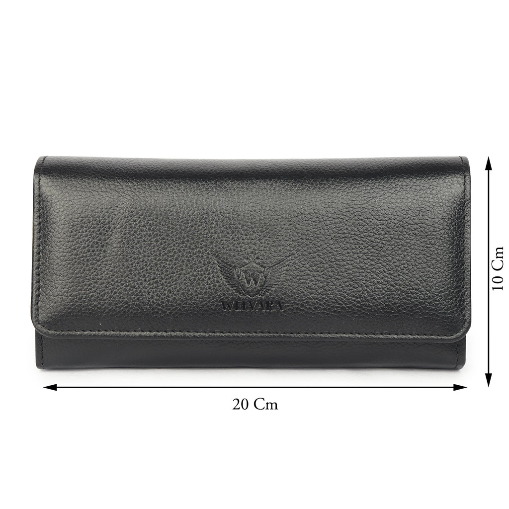 Premium Black Leather Long Clutch Wallet