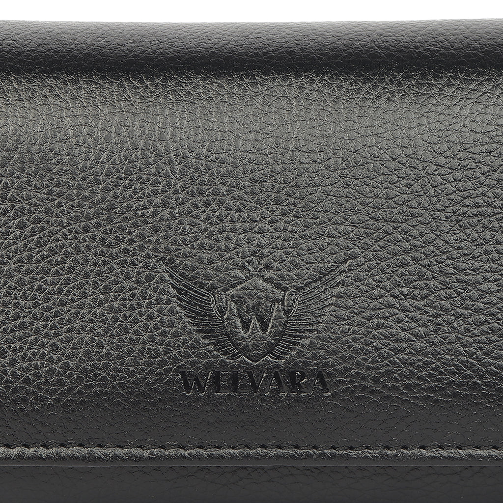 Premium Black Leather Long Clutch Wallet