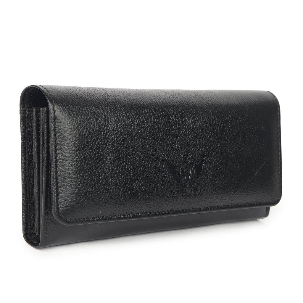 Premium Black Leather Long Clutch Wallet