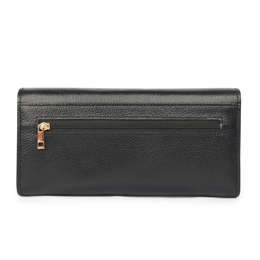 Premium Black Leather Long Clutch Wallet