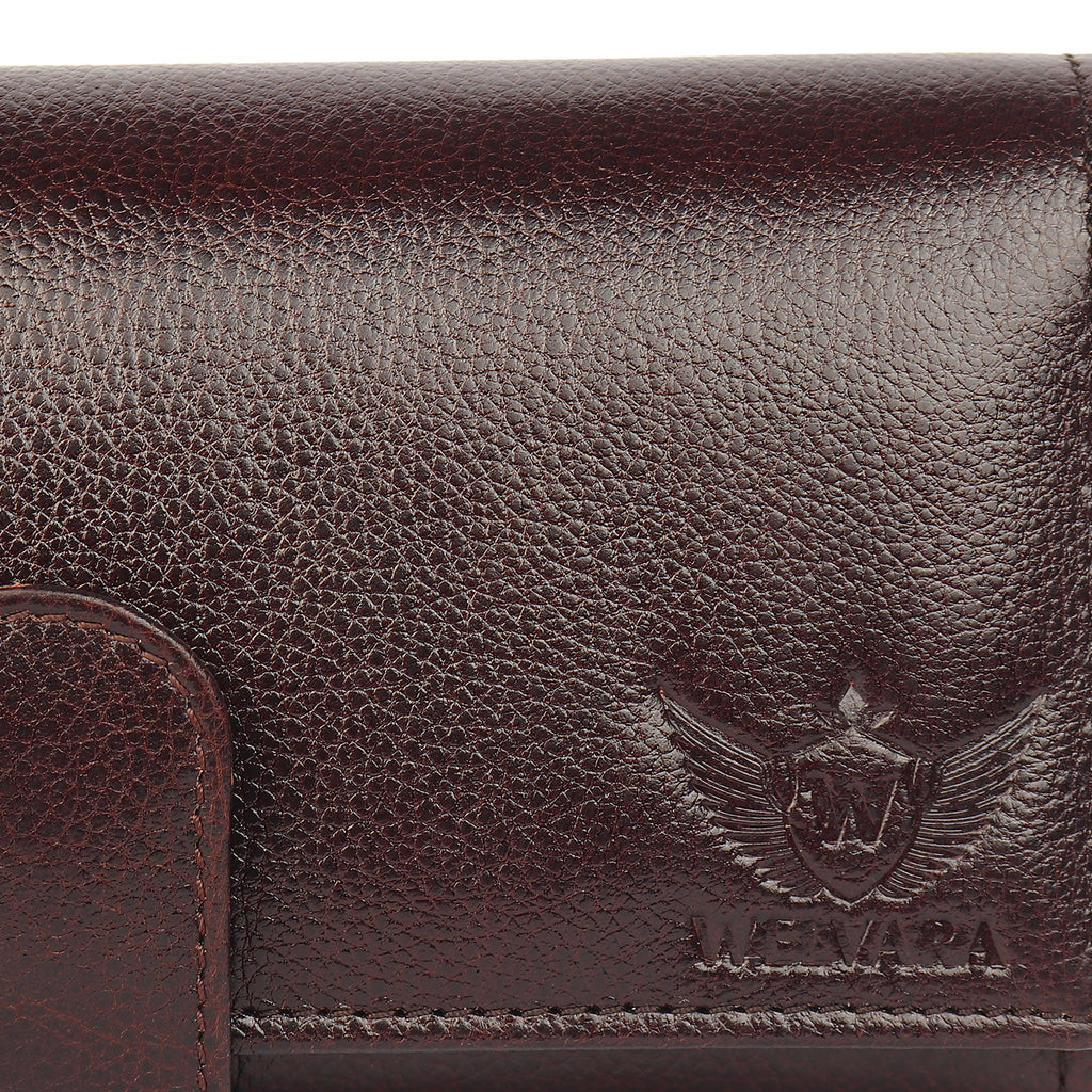 Premium Brown Leather Long Clutch Wallet