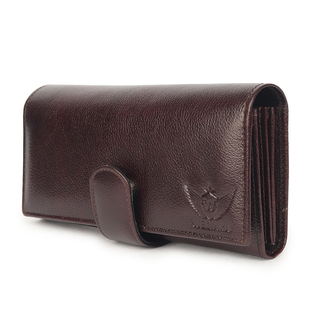 Premium Brown Leather Long Clutch Wallet