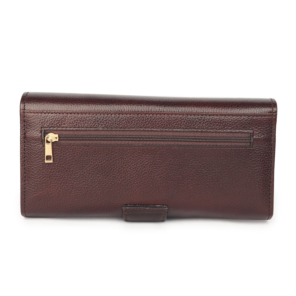 Premium Brown Leather Long Clutch Wallet