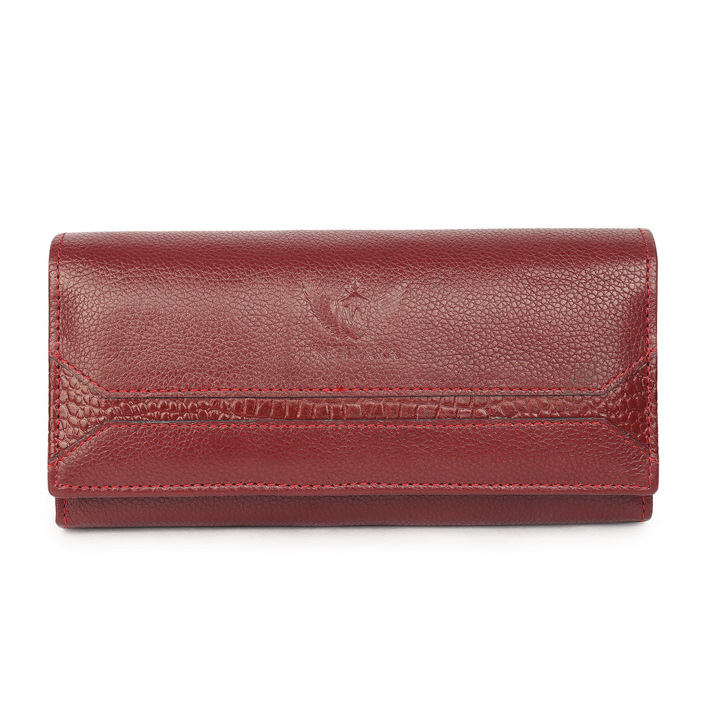 Premium Maroon Leather Long Clutch Wallet