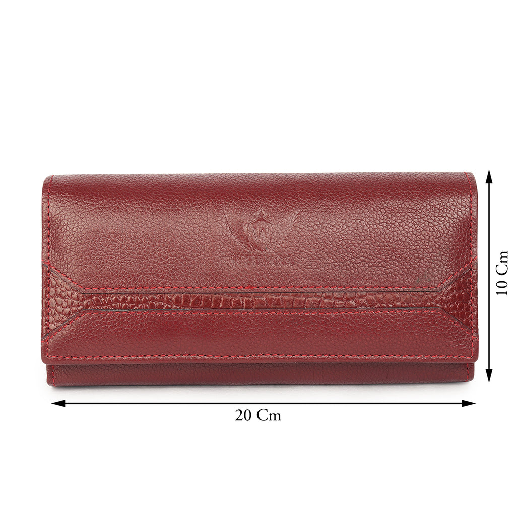 Premium Maroon Leather Long Clutch Wallet