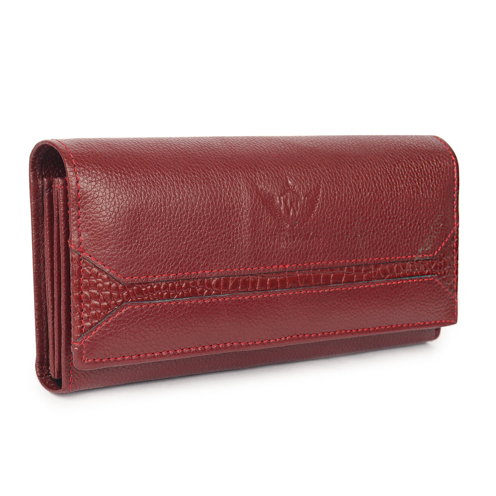 Premium Maroon Leather Long Clutch Wallet