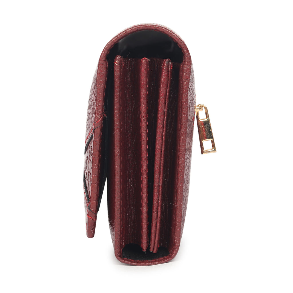 Premium Maroon Leather Long Clutch Wallet