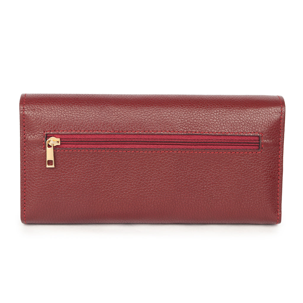 Premium Maroon Leather Long Clutch Wallet