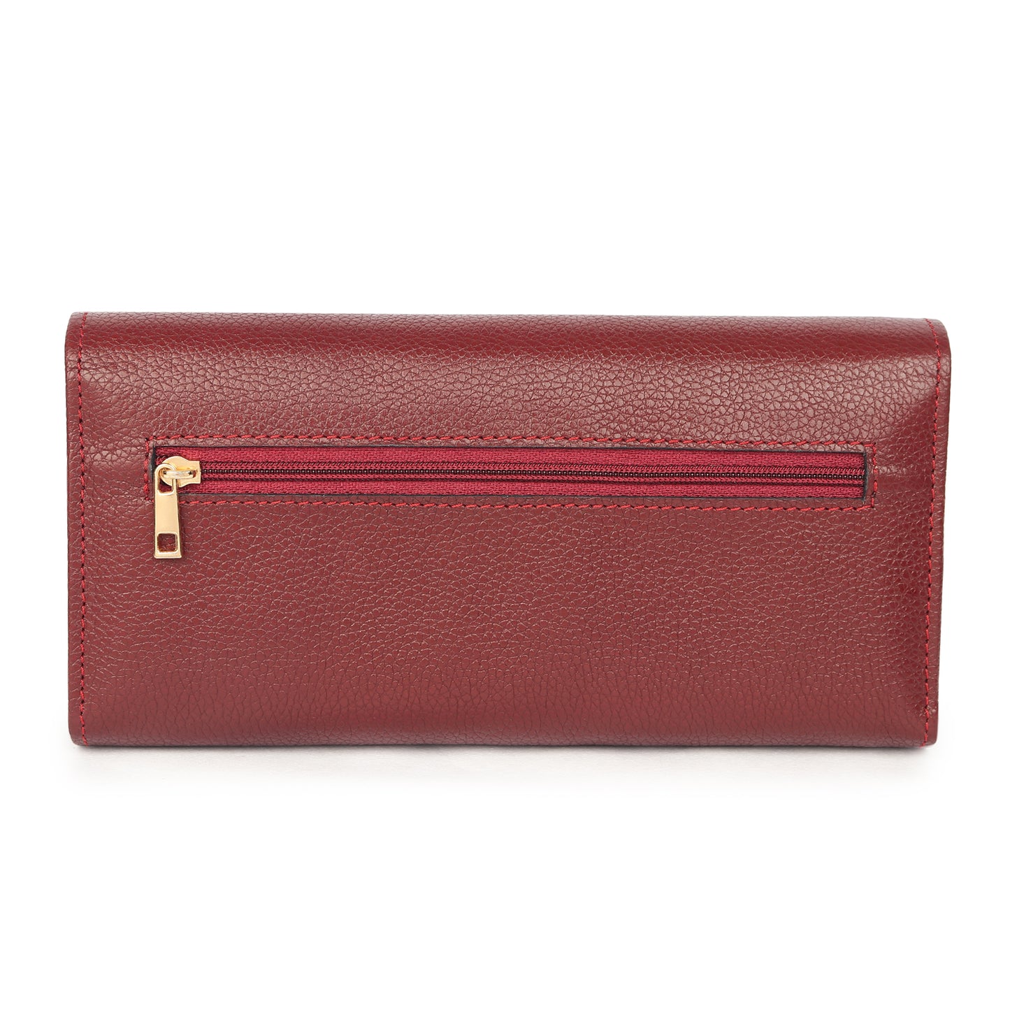 Premium Maroon Leather Long Clutch Wallet