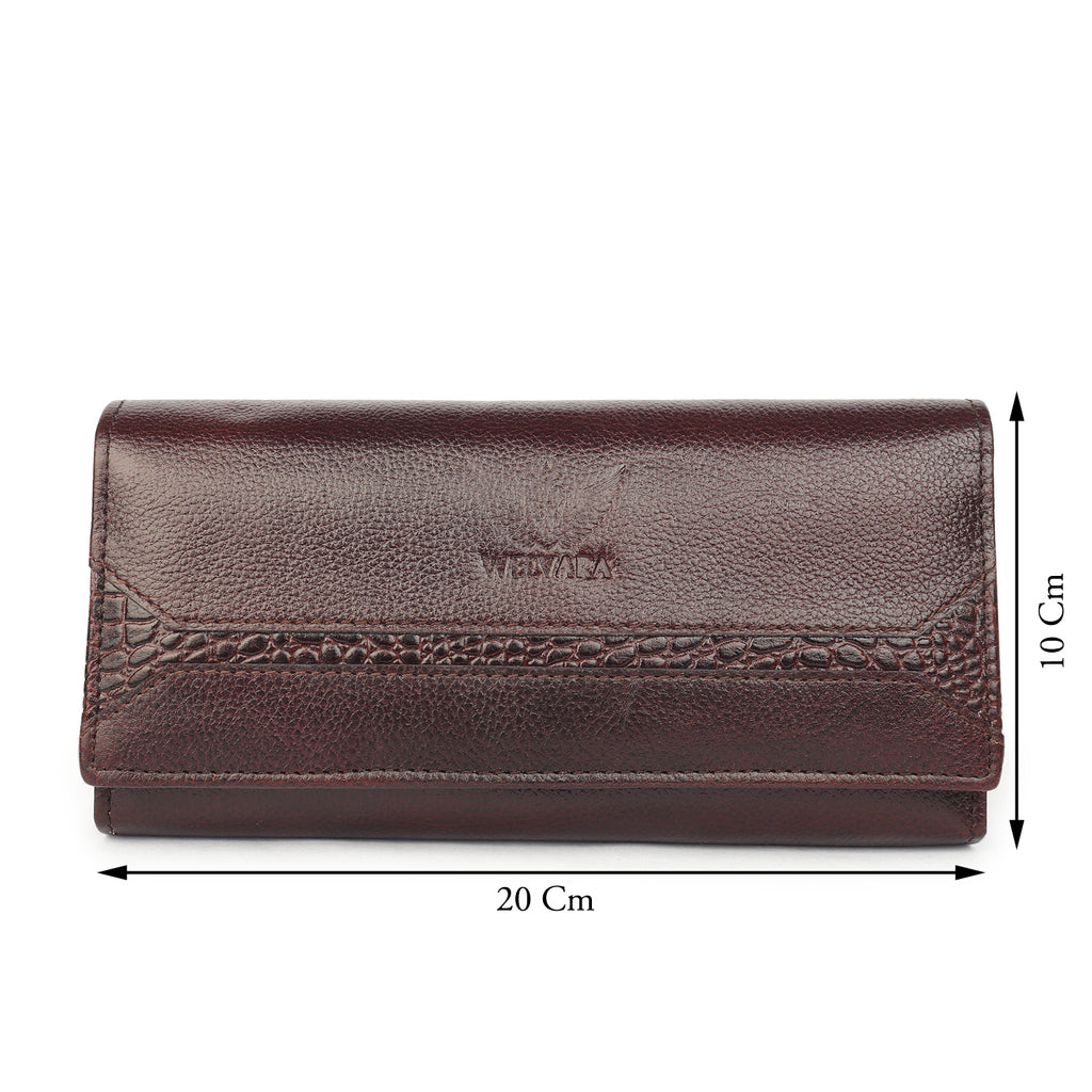 Premium Brown Leather Long Clutch Wallet