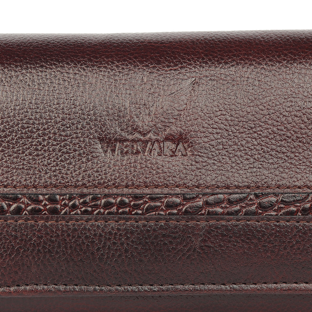 Premium Brown Leather Long Clutch Wallet
