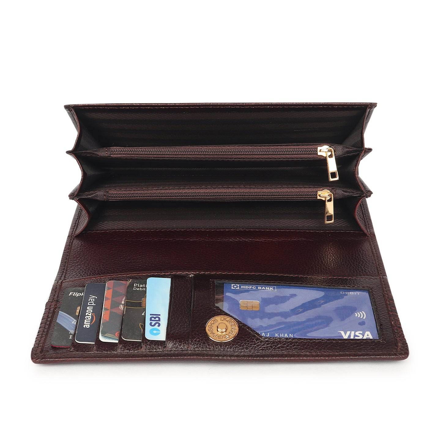 Premium Brown Leather Long Clutch Wallet