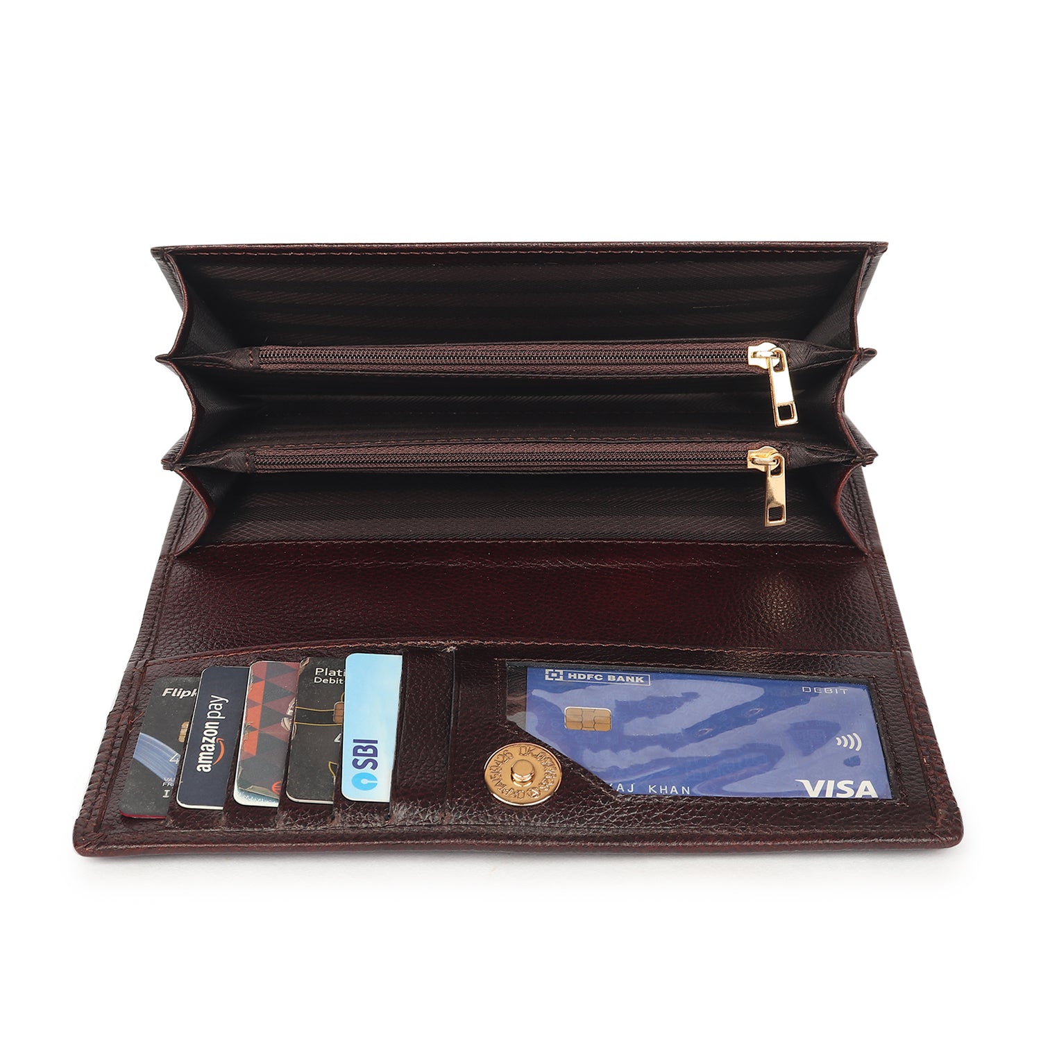 Premium Brown Leather Long Clutch Wallet